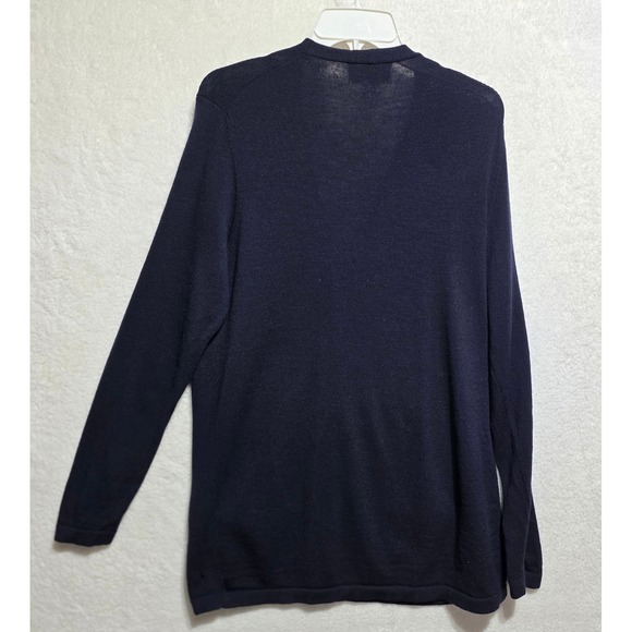Emanuel Ungaro Navy Blue Button Front Cardigan Sweater Women's Large 100% Wool - Picture 3 of 11